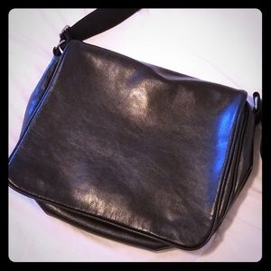 Black Faux Leather Laptop Shoulder bag